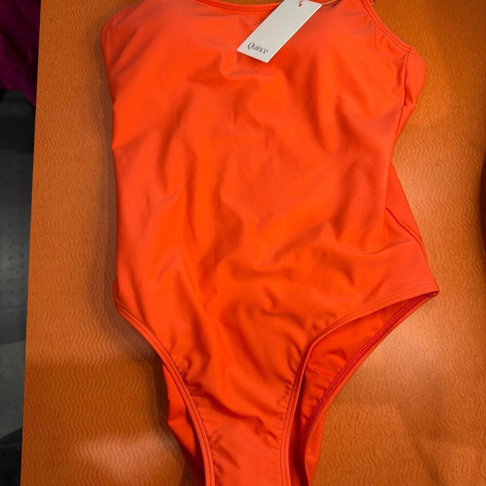 Quince Men's Orange and Red Swimsuit-one-piece